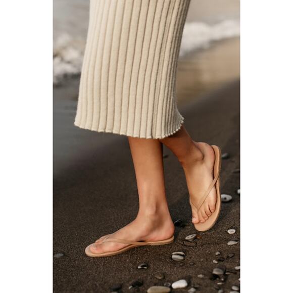 TKEES Sandals Liners Leather Flip Flop Foundations Matte Women's Size 11 Beige - Picture 7 of 7